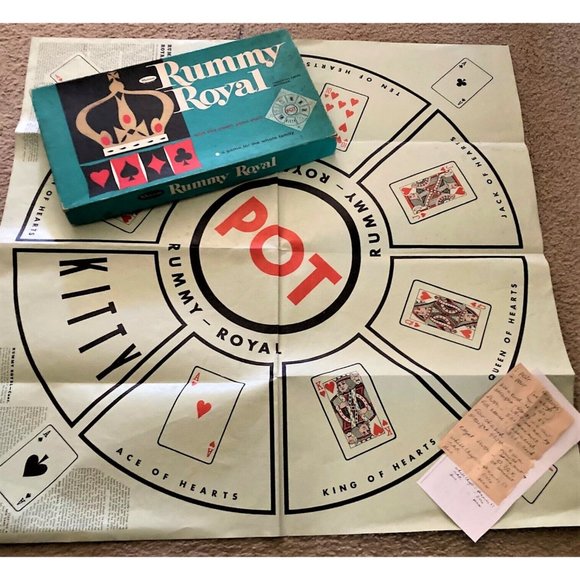 Vintage RUMMY ROYAL GAME by Whitman 1962 Table Sized Game Sheet Mat Popular GUC - Picture 3 of 3